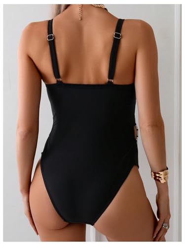 MakeMeChic Women's Maternity One Piece Swimsuit Scoop Neck Cut Out Spaghetti Strap Swimwear2