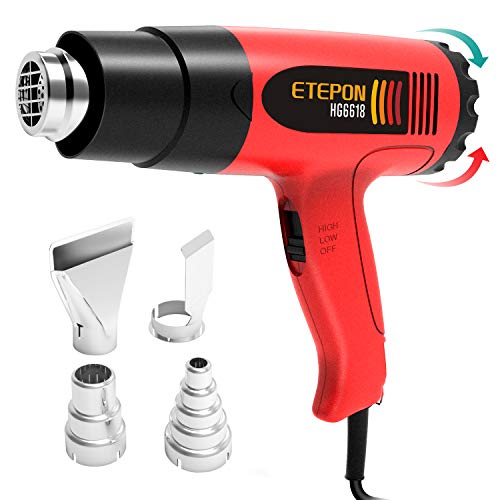 ETEPON Heat Gun Kit Temperature Adjustable Hot Air Gun 1800w 120°F-1020°F with 4
