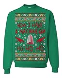 Wild Bobby Now I Have a Machine Gun Ho Nakatomi Die Hard McClane Classic 80s Xmas Movie Ugly Christmas Sweater Unisex Crewneck Sweatshirt, Kelly, Large