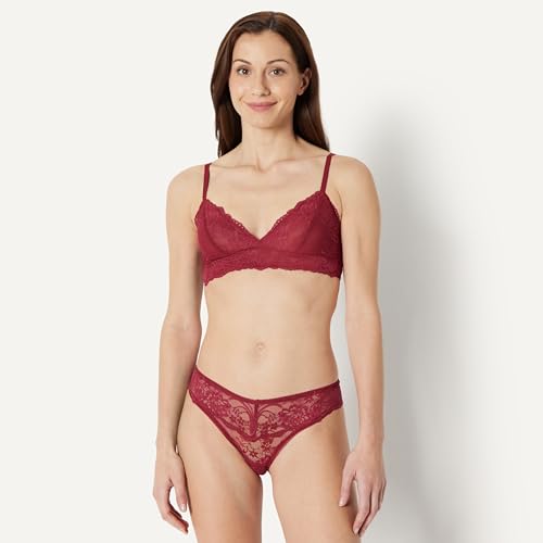 Amazon Essentials Women's Stretch Galloon Lace Unlined Triangle Bra, Wireless, Pack of 2, Soft Petal / Burgundy, X-Large - image 5