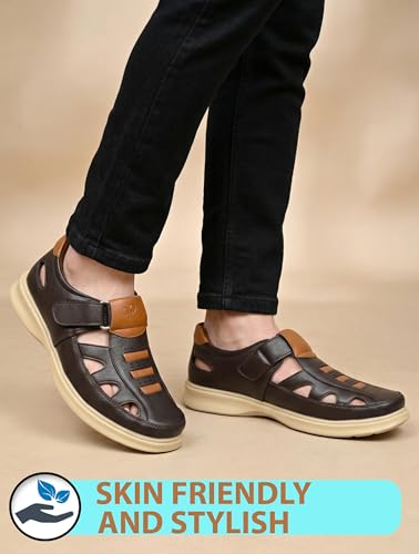Image of Super Soft Ortho Friendly Adjustable Velcro strap Doctor Sandal & Cushioned Footbed Lightweight Anti-Slip Sole Casual Sandals in Dual Comfortable Stylish for Men BB1037