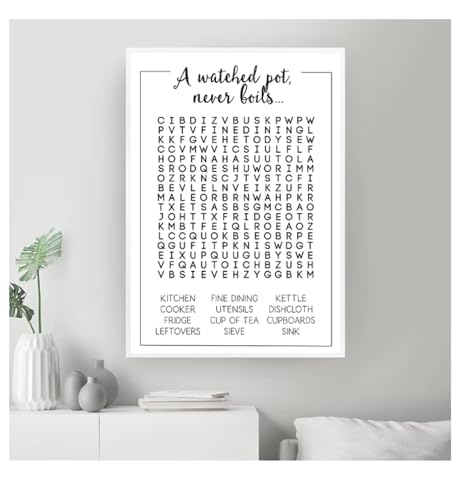 Impression de recherche de mots de cuisine panneau mural en toile haut de gamme