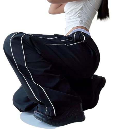 Women's Low Waist Cargo Pants Casual Solid Color Harajuku Vintage Y2K Low Rise Baggy Jogger Relaxed Cinch Pants3