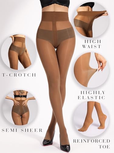 Image of HOTBOSS Unbelievable Durability Tights, Rip Resistant Pantyhose, 40D Semi Sheer High Waist T-Crotch Strong Tights for Women