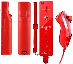 TheMax WII U - Mando a distancia para Nintendo Wii U, Remote Wii, incluye funda de silicona y correa, color azul oscuro y rojo