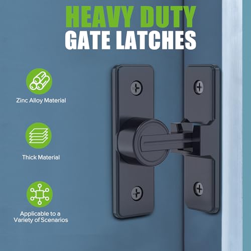 Image of Barn Door Lock Hardware, Heavy Duty 90 Degree Flip Latch Privacy Lock, Zinc Alloy Sliding Barn Door Latch for Bathroom, Bedroom, Closet, Garage, Shed and Gate (Matte Black-2PCS)