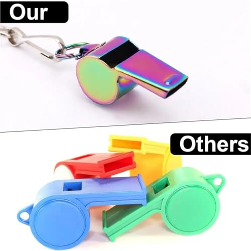 10 silbatos deportivos de acero inoxidable con cordón miniatura 4