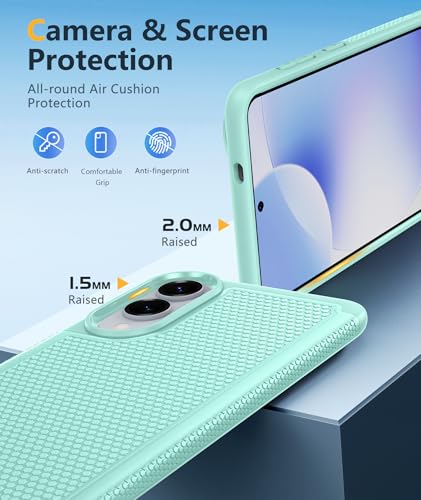 Image of FNTCASE for Samsung Galaxy S25-Edge Case: Lightweight Cell Phone Cover Military Grade Drop Protection with Non Slip Textured Back | Rugged Shockproof Protective Bumper Cases(Mint Green)