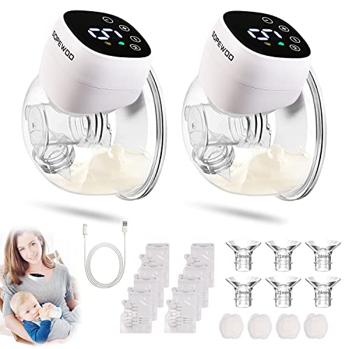 Extractor de leche doble portátil, extractor de leche manos libres con 3 modos, 9 niveles, pantalla táctil LCD, bombeo de leche azul eléctrico para bebé, viene con brida de 19, 21, 24 mm