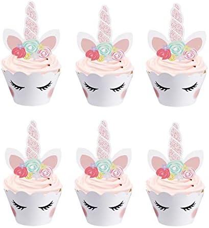 Opret Einhorn Cupcake Toppers 24 Set, Tortendeko Kuchendeckel Muffin Deko | Tortendeko Geburtstagsdeko Kuchendeckel Kuchendeko Muffin Deko, Dekoration für Geburtstag Hochzeiten Par