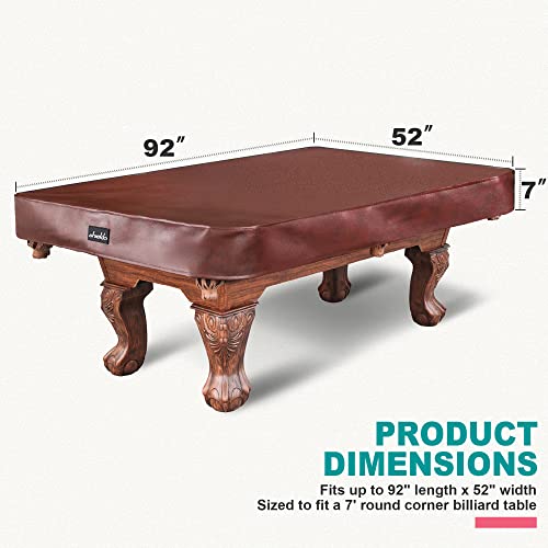 Shieldo Heavy Duty Leatherette Billiard Pool Table Cover,Waterproof&Tearproof Cover For Pool Table,7/8/9 Foot Fitted(7Ft/Brown) #TOP1