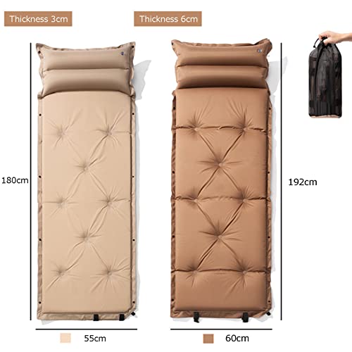 Colchoneta de dormir doble autoinflable con almohada, conectable, impermeable, compacta para mochileros y camping