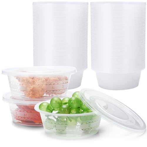 Image of Augshy 50 Sets 10 oz Clear Plastic Containers with Lids, Stackable Food Storage Boxes for Meal Prep Snacks and Desserts Microwave and Freezer Available Storage Boxes & Organizers