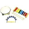 Kleine kinderpercussieset, kinderinstrumenten van hout, 3-delig, bestaande uit klokkenspel met 2 houten slapen…