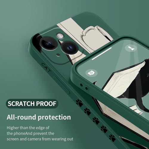 Coque iPhone 15 motif floral vert chat antichoc avec doublure douce - 7