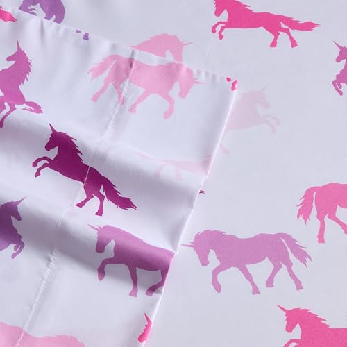 Image of Kids Bedding Set Bed in a Bag for Boys and Girls Toddlers Printed Sheet Set and Comforter, Twin, Unicorn Forever