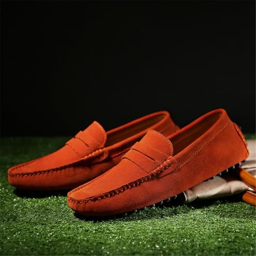 Image of ANUFER Men's Suede Leather Penny Loafers Comfort Driving Shoes Moccasin Slippers