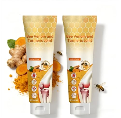 2 Stück Bienengift Kurkuma Gelenk Creme-Bienengiftsalbe zur täglichen Gelenkpflege-Bienengiftsalbe-Bienengiftcreme mit natürlichen Inhaltsstoffen zur täglichen Gelenkpflege, feuchtigkeitsspendend