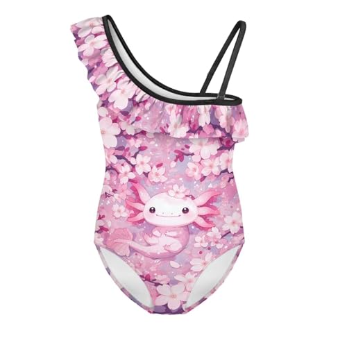 Image of Girls One Piece Swimsuit Ruffled Halter Bathing Suit with Adjustable Strap Beach Sport Swimwear for 3-14 Years
