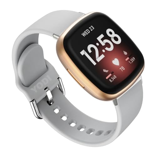 Image of YODI Watch Band Compatible with Fitbit Versa 4 / Fit bit Versa 3 / Fitbit Sense /Sense 2 Band, Soft Replacement Silicone Wristband for Women Flexible Waterproof Sport Watch Strap for Men Large