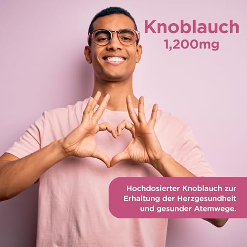 Healthspan Knoblauch | 1.200 mg | Unterstützt Herzgesundheit, Atmungssystem & Cholesterinspiegel | Zusätzlich Vitamin B1 | Geruchskontrolliert & Leicht zu Schlucken | Vegan | 120 Tabletten