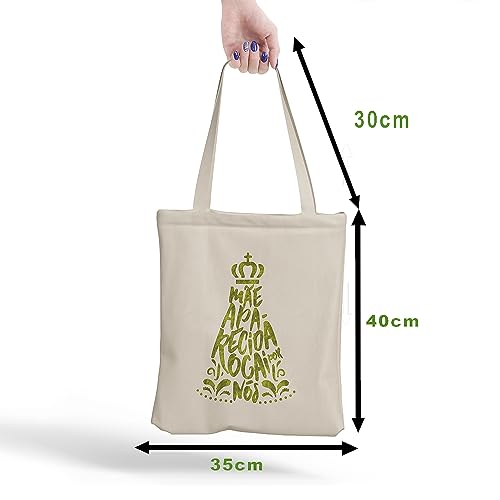 Ecobag Nossa Senhora Rogai Por Nós Bolsa Ecológica Sacola Algodão Cru Cristã Católica Praia REC stor
