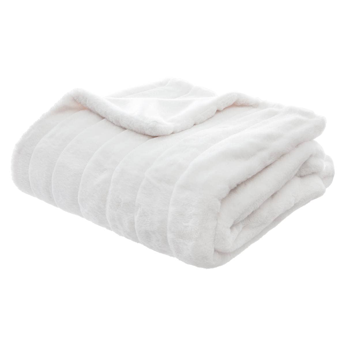 HomeMaison - Plaid a Righe, in Poliestere, 160 x 120 cm, Colore: Bianco