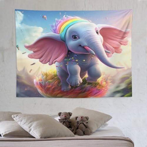 Tenture murale éléphant PAZZK avec impression 3D textile décoration maison