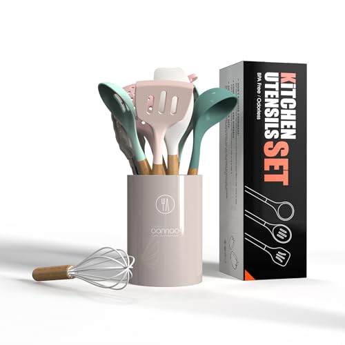 image for oannao Silicone Cooking Utensils Set - 446°F Heat Resistant Silicone 