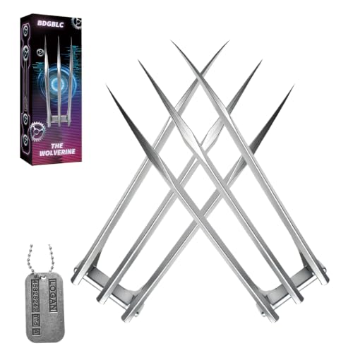 Plastic Wolverine Claws Wolf Claws Cosplay Costume Accessories 2 Claws with Necklace Silvery A Gift for a Friend or Family Member