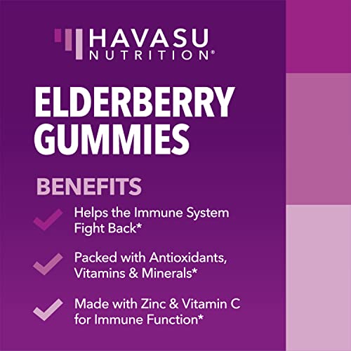 Havasu Nutrition Elderberry Gummies With Zinc And Vitamin C Herbal Supplements And Elderberry Capsules For More Potent Antioxidant Support: Both As Immune Defense #TOP4