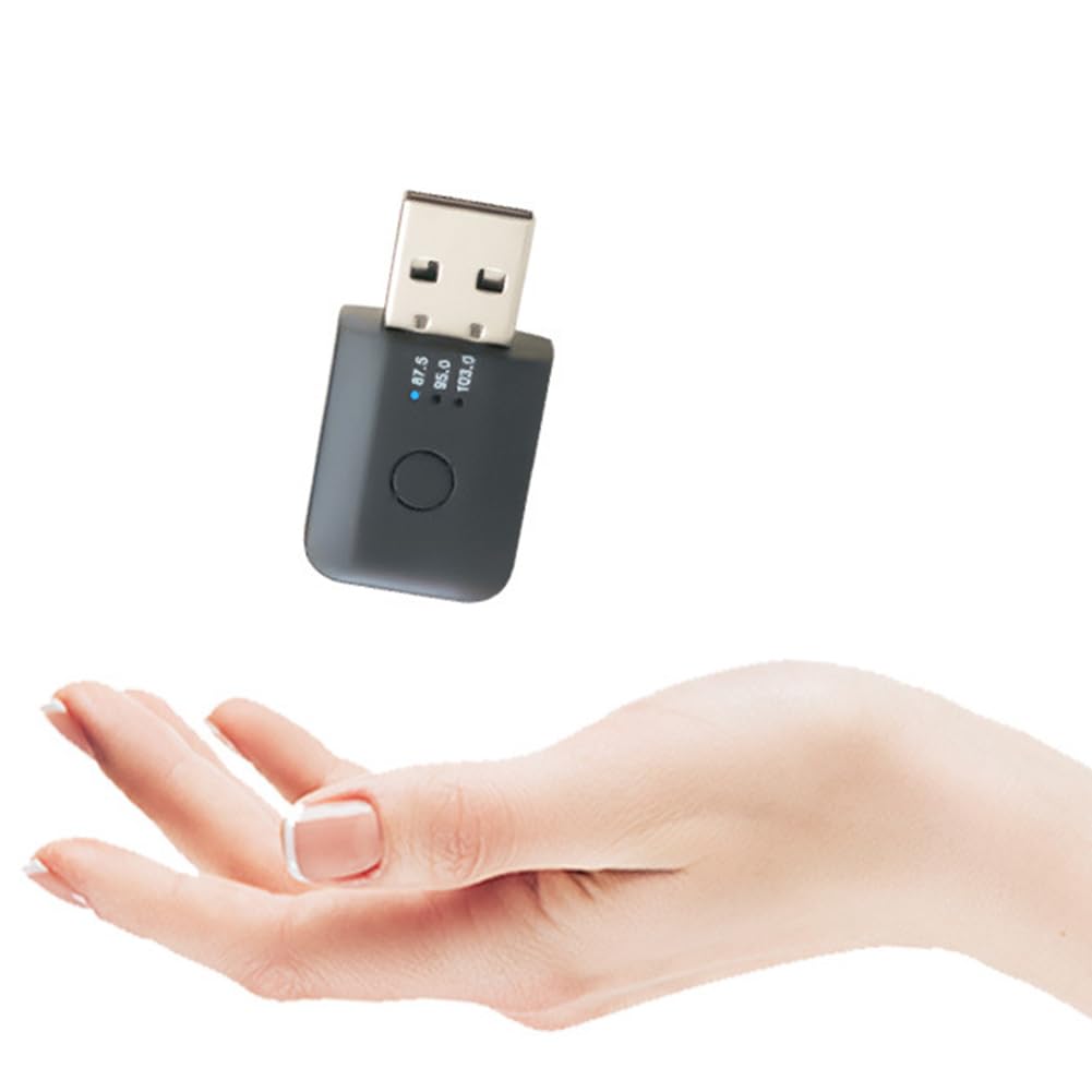 Kit per Auto Bluetooth, Mini USB Ricevitore Fegtrty Trasmettitore Bluetooth 5.1 con In Vivavoce e Trasmettitore FM