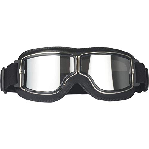 Vintage Ski Sport Outdoor Motorcycle Leather Cruiser Folding Goggles Glasses Sunglasses Eyewear Wwii Raf Pilot For Biker Helmet (Silver Glasses) #TOP1