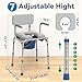 Loyoda Drop Arm Bedside Commode, Commode with Padded Seat and Backrest, 500lbs Capacity, 5.81QT Removable Bucket, Adjustable Height Portable Toilet for Adults, Gray