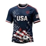 USA Jersey Top for Men Soccer Cup 2026 Shirts Playeras De USA Print World Soccer Fans Jersey Short Sleeve Crew-Neck Sport Tee Football Team Clothes X-Large