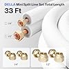 Della 33 Ft Mini Split Line Set, Includes 1/4 & 1/2 O.D. Copper Pipes with Flared Nuts and a 3/8 Thick White PE Insulated Coil, Perfect for Mini Split AC and Other HVAC Systems