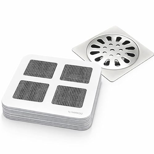Drain Hair Catcher Disposable Mesh Filter (Pack of 20) | Self Adhesive Sink & Bathroom Drain Cover | Anti Clog Kitchen Sink Strainer | Shower & Wash Basin Hair Trap Protector