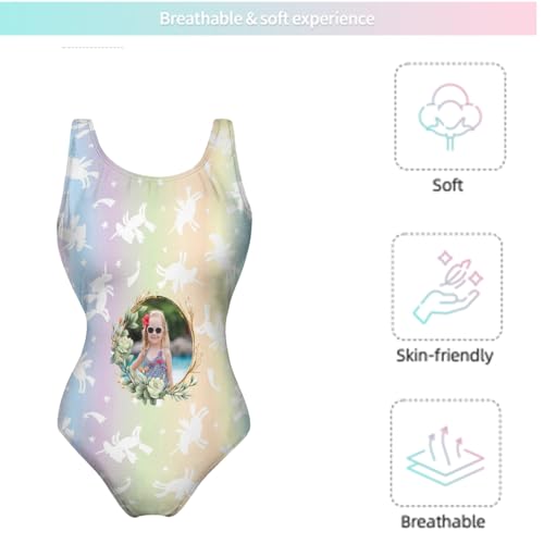 Personalized Swimsuit for Girl, Custom One Piece Swimsuit for Girl, Custom Swimwear with Photo as Summer Holiday Bathing Suit3