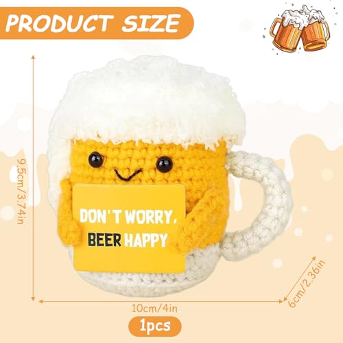 BCYSNR Emotional Süßes Haken Kartoffel Partner Spielzeug mit Positiven Karten Zum Aufmuntern,Gestrickte Puppe Bier,Emotionale Unterstützung,Handgefertigt Häkel Puppen,für Emotionale Aufmunterung