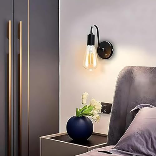 Image of SINOMAN Metal Wall Light For Living Room Modern /Wall Lamps For Bedroom /For Living Room /Wall Lights For Home Decoration /Bedside Wall Lamp (Deny Wall Sconce, With Bulb)
