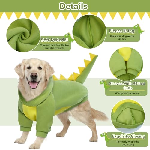 Lelepet Halloween Dog Dinosaur Costume, Warm Fleece Hoodie for Small Dogs Winter Pet Sweatshirt - Image 4