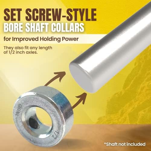 (4-Pack) 1/2” Bore Solid Steel Shaft Collars with Zinc Plated Coating - Durable Shaft Collars Suitable for Machinery and Industrial Use - 3