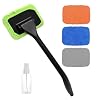 KVAEY Car Windshield Cleaning Tool, Microfiber Window Cleaner with 4 Washable Reusable Cloth Pad & Extendable Handle, Auto Glass Cleaning Kit with Spray Bottle for Glass Wiper