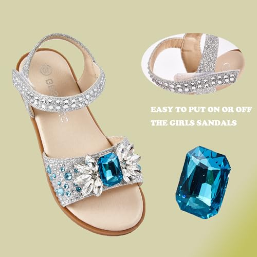 Girls Sandals Open Toe Flat Sandals Rhinestone Summer Dress Shoes Toddler/Little Kid/Big Kid3