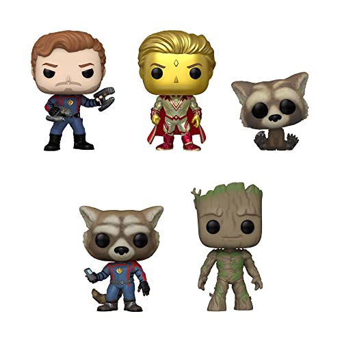 Funko Pop! Guardianes de la Galaxia 3 - Juego de 5 - Groot, Rocket, Baby Rocket, Star-Lord y Adam Warlock