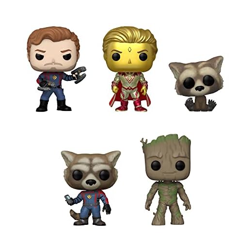 Funko Pop! Guardianes de la Galaxia 3 - Juego de 5 - Groot, Rocket, Baby Rocket, Star-Lord y Adam Warlock