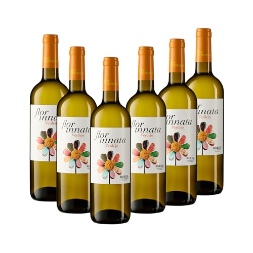 Nueva Añada Flor Innata Caja de 6, Vino Blanco Verdejo Rueda Valdecuevas, x6, 750 ml, Coupage Verdejo y Sauvignon Blanc 6 botellas