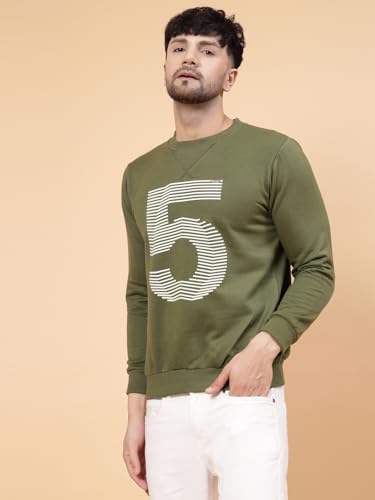 Image of Rigo Fleece Printed Round Neck Sweatshirt for Men | Full Sleeves Sweatshirt for Men | Casual Wear & Stylish Sweatshirts for Men