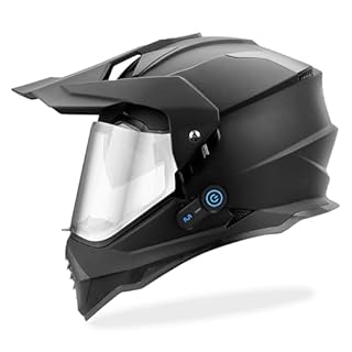 GDM Beast Bluetooth Dual-Sport Motorcycle Helmet (Matte Black, Clear and Chrome Shields, Large)