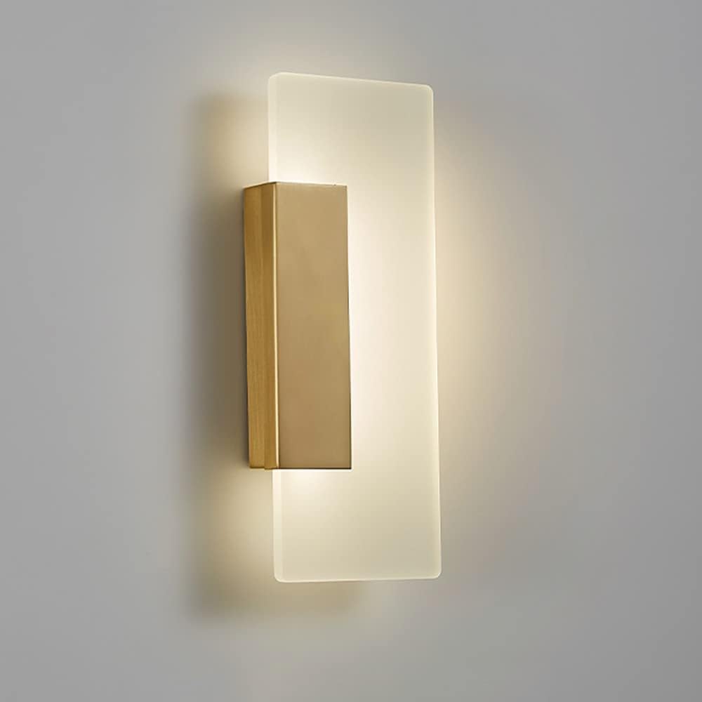 Lampada da parete for interni, 3 W, lampada moderna, in ottone, acrilico, for soggiorno, camera letto, corridoio, sala pranzo, scale, bianco caldo(B)